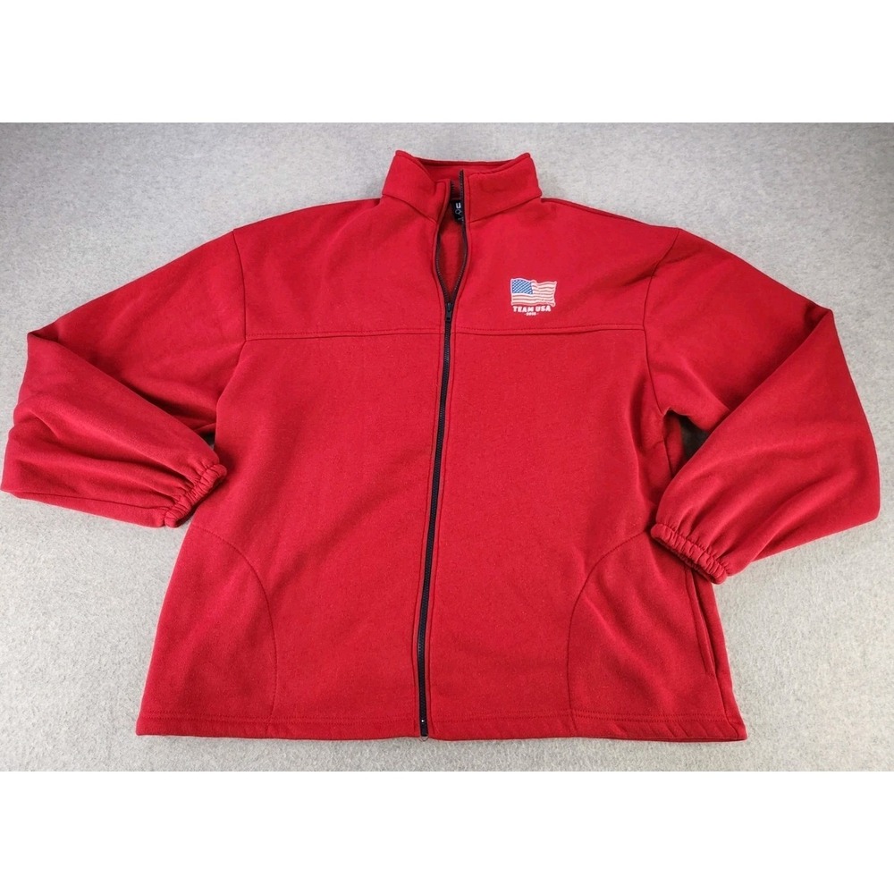 Team USA 2015 Olympics Mens Fleece Jacket Red Mock Neck Full Zip Embroidered 3XL
